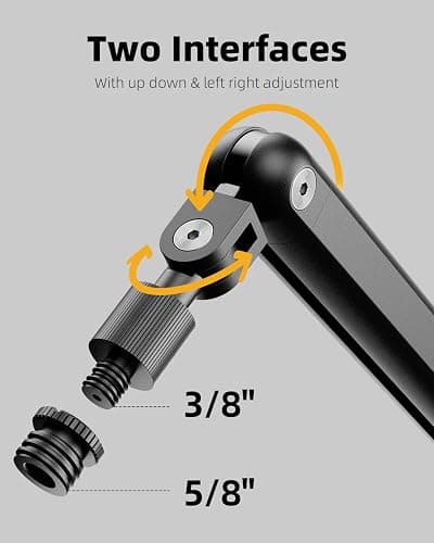 TODI Mic Arm for Lightweight Mics, Microphone Arm Rotatable, Storable Desk Mic Stand for Bear 3LB with Mount Clamp, Mic Stand Boom Arm with Cable Channel with 3/8'' 5/8'' Thread for Podcast, Gaming thumbnail 3