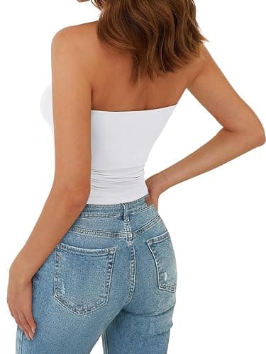 GKBK Womens Strapless Crop Top with Built in Bra and Tube Tank Top Cute Y2K Summer Fashion thumbnail 4