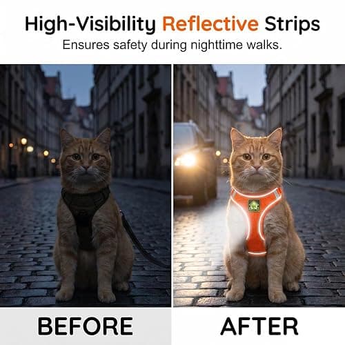 Cat Harness and Leash, 2026 New Cat Harness Escape Proof for Small Medium Large Cats, Breathable Adjustable Vest Harnesses with Reflective Strip for Walking Travel Camping (Orange, S) thumbnail 4