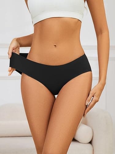 Yifumen Seamless Cotton Underwear for Women No Show Bikini Panties Full Coverage Sexy Soft Comfort Hipsters 6 Pack thumbnail 3