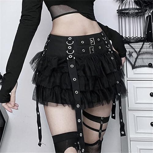 win2win Punk Goth Skirt Black Gothic Grunge Y2k Skirts for Women or Teen Girls thumbnail 3