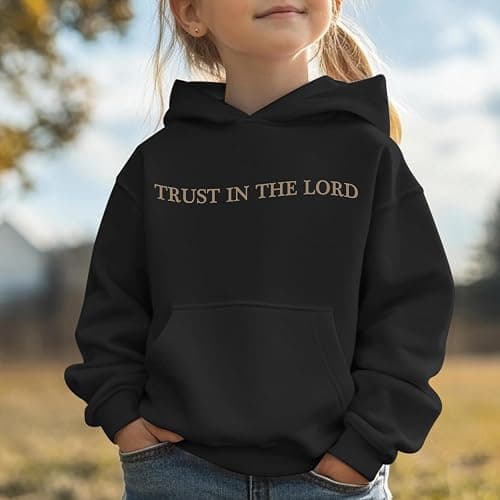Kelxjia Trust In The Lord Graphic Hoodie For Girls Christian Jesus Hoodie Kids Faith Hooded Sweatshirt Preppy Pullover Tops thumbnail 6