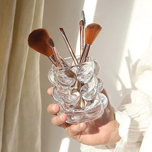 SLHEQING Glas Make up Pinselhalter Vintage Kosmetik Organizer zur Aufbewahrung von Pinsel, Eyeliner, Lippenstift, Zahnbürsten, Stift und Mehr thumbnail 3