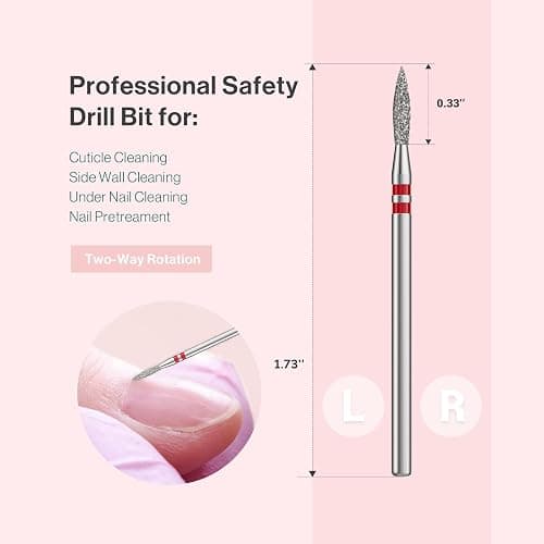 MelodySusie 2mm Flame Shape Cuticle Clean Nail Drill Bit 3/32'', Professional Safety Carbide Diamond Under Nail Cleaner for Cuticle Dead Skin Nail Prepare, Beginners Bits, Series Bit-S, Fine thumbnail 5