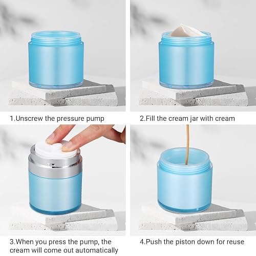 ASEVAT 1 oz Airless Pump Jar (2 Pack)–Refillable Vacuum Cosmetic Container for Cream,Lotion & Moisturizer–Leak-Proof Travel Size Dispenser,TSA Approved–Keeps Skincare Fresh & Oxidation-Free thumbnail 3