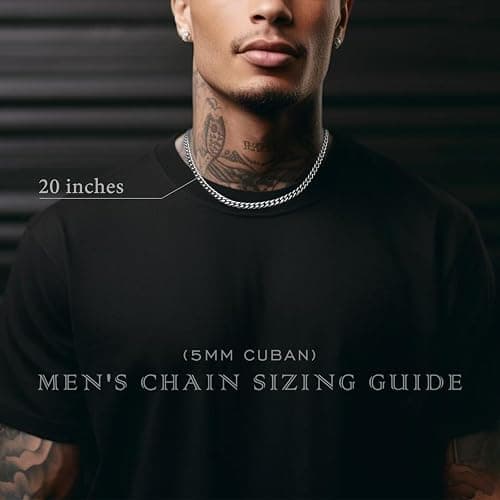 KRZ Silver Cuban Link Chain for Men 5mm Miami Chains for Men Stainless Steel Chains 925 Sterling Silver Necklace for Men and Women Jewelry thumbnail 3