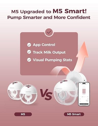 Momcozy M5 Smart APP Controlled Wearable Breast Pump, Hands-Free Wireless Electric Pump, 3 Modes 9 Suction Levels, BPA-Free, Portable Lightweight, 24mm Flange, 2-Pack Cozy Red thumbnail 3