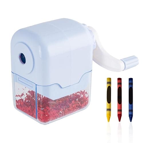 Crayon Sharpener Compatible with Crayola, Manual Hand Crank Crayon Sharpener, Transform Dull Crayons into Sharp, with Removable Shavings Container, for Home, Art Projects, and Travel, Blue - Image 1