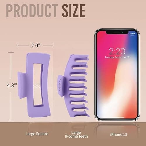 Purple Hair Clips for Women - 8 Pack 4.3 Inch Large Hair Claw Clips for Women Thin Thick Curly Hair, Big Matte Banana Clips,Strong Hold jaw clips thumbnail 2