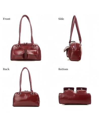 FTDENE Y2K Shoulder Purses for Women Trendy - PU Leather Retro Boston Handbag, Lightweight and Versatile for Work and Travel thumbnail 4