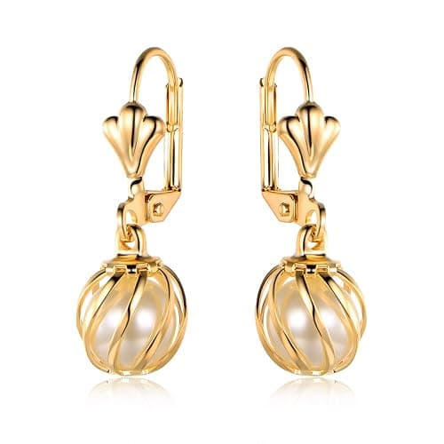 Barzel 18K Gold Plated Pearl Dangling Drop Earrings - Image 1