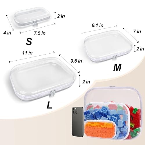 SXS LACONIC Clear Hard Plastic Zipper Case,Transparent Double Zippers Hard Pouch with 3pcs,Portable Travel Organizer Bin for Toy Storage thumbnail 4