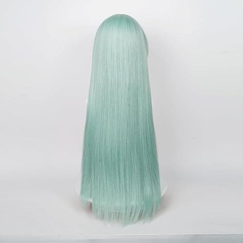 Probeauty Long Green Cosplay Wig Mint Anime Striaght Wigs + Hair Cap for Halloween Costume Party thumbnail 9