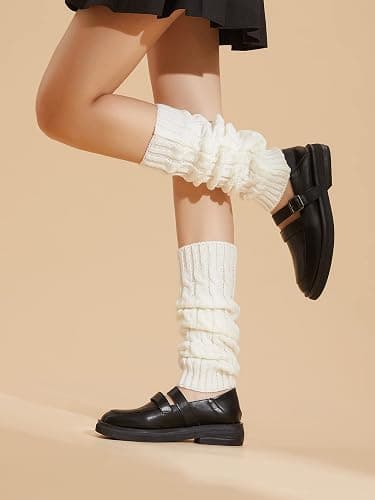 COZYEASE Women's Solid Cable Knit Leg Warmers Knitted Crochet Winter Socks thumbnail 4