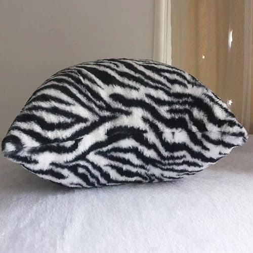 Entua Black White Square Pillow Cover Soft Fluffy Fuzzy Faux Fur Zebra Stripe Throw Pillows Modern Decorative Accent Cushion Covers Pillowcase for Couch Sofa Living Room Bedroom, 18x18 thumbnail 9