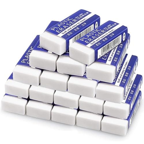 19PCS Erasers, White Erasers for School Office, Medium Soft Rubbers Pencil Eraser Bulk for Efface Sketching Writing Painting Etc (5 x 2 x 1cm) - Image 1