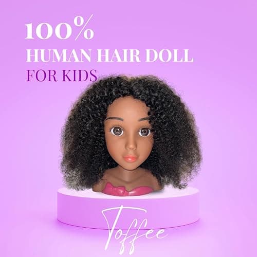My Doll, 100% Human Hair Styling Head Doll Toy + Stand (Toffee) thumbnail 3