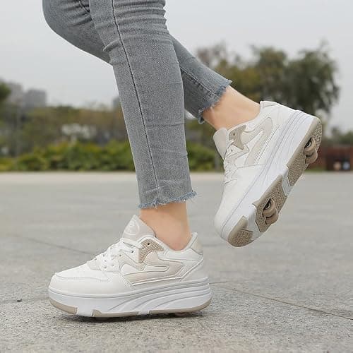 Mateju Kids Roller Skate Shoes for Boys Girls, Skateboarding Skates Outdoor Parkour Shoes Retractable 4 Wheels Unisex Teenager Children Sports Walking Running Sneakers Shoes thumbnail 4