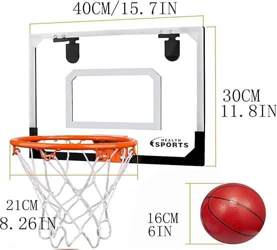 Mini Indoor Basketball Hoop for Kids Adults, Small Basketball Hoop Over The Door Mini Hoop with 4 Balls, oost Wall Mount Hoop Sport Game Interactive Toys Gift for Boys Age 3-12 thumbnail 3
