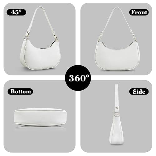 Energather Small Shoulder Bag, PU Leather Ladies Handbags Small Shoulder Bag for Women, Stylish Crescent Bag Half Moon Bag with Zipper for Dating, Shopping, Travel thumbnail 6