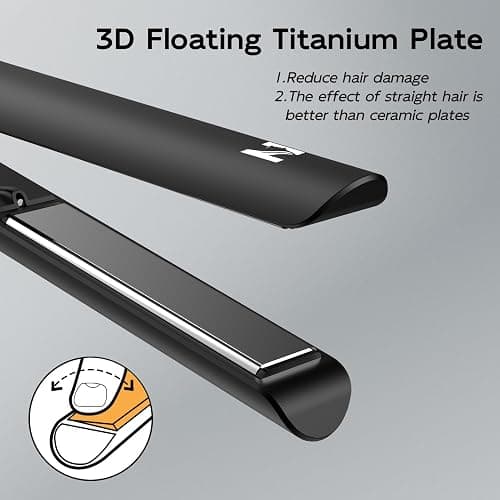 Nicebay 1” Titanium Flat Iron, Fast Heating Hair Straightener & Curler,with 5 Temp Settings, Negative Ion Technology,Travel-Friendly, Smooth Salon Design thumbnail 6