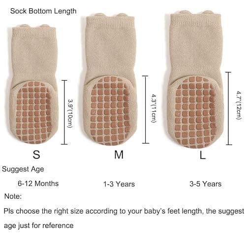 Exegawe Baby Non Slip Socks Winter 5 Pairs Kid Thick Warm Crew Socks with Grips thumbnail 4