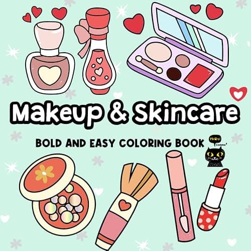 Makeup & Skincare: Bold and Easy Coloring Book for Adults and Kids, Featuring Cute Designs for Relaxation (Bold and Easy Relaxing Coloring Book) - Image 1