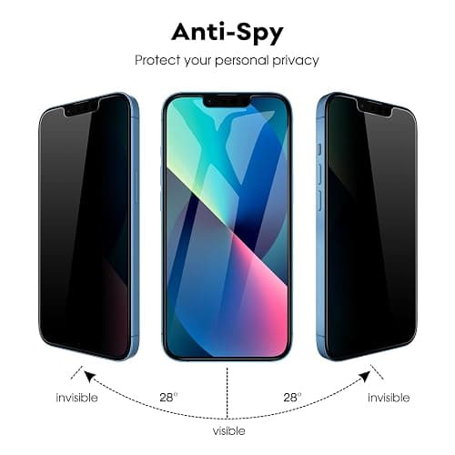 JETech Privacy Screen Protector for iPhone 13, 2+2 Pack | Anti-Spy Tempered Glass, with Camera Lens Protector, Easy Installation Tool thumbnail 3