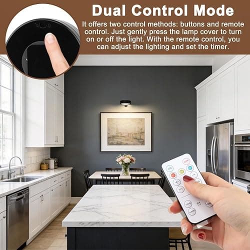 VKAXRMZTP 3 Pack Black Magnetic Picture Lights, Battery Operated LED Art Lights with Remote & Timer, 3 Color Temperature Dimmable Rotating Extendable Light for Artwork, Photos & Posters thumbnail 4