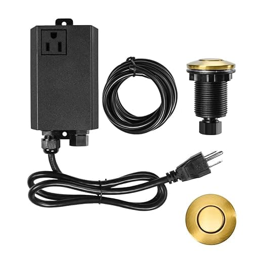 Garbage Disposal Air Switch Kit Sink Top Waste Disposal Single Short Stainless Steel Brushed Gold On/Off Air Button Food and Waste Disposals Part by Etoolcity - Image 1