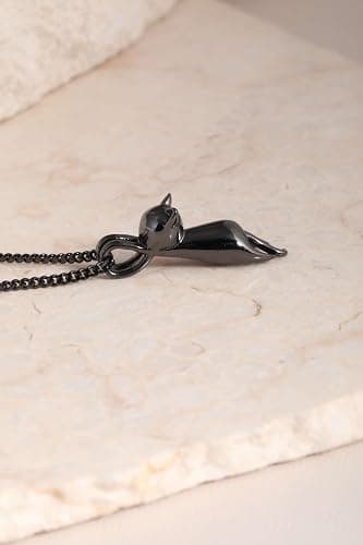 S.Leaf Sterling Silver Cat Necklace - Kitten Jewelry for Cat Lovers - Themed Gifts for Women thumbnail 3