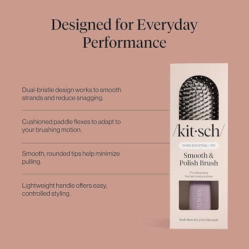Kitsch Smooth & Polish Hair Brushes For Women and Men - Soft Violet | Hairbrush For Women | Dual Bristle Detangler Brush – Vegan Boar & Nylon Hair Brush w/ Cushioned Pad for Scalp Massage thumbnail 3
