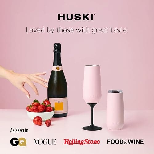 Huski Champagne Flute | NEW | Award-winning Design with Detachable Stem | Premium Stainless Steel Champagne Glass with Lid | Triple Insulated Tumbler | 8oz Capacity | Great Gift (Powder Pink) thumbnail 8