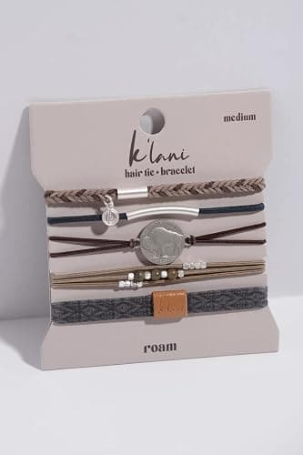 K'lani Roam Hair Tie Bracelets - Elastic Ponytail Holder - Medium | Doubles as stylish jewelry; strong-hold ponytail holder; gift for birthdays, Mother's Day & graduation; set of 5 thumbnail 3