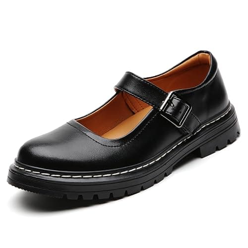 Mary Jane Shoes Women Platform Non-Slip Classics Round Toe Ankle Strap Comfort Casual Oxford Dress Work Mary Jane Flat Shoes - Image 1