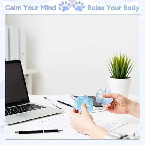 AFKLMNE 2-Pack Taba Squishy Cat Paw Sensory Fidget Toys Adults, Anxiety Stress Relief Squeeze Toy, Soft Cute Kawaii Squishy’s for Desk, School (Blue) thumbnail 5