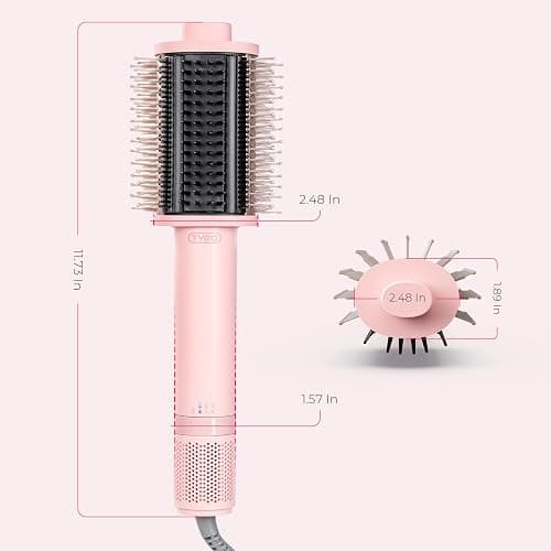TYMO 4.0 Hair Blow Dryer Brush, Lightweight Ionic Blowout Hair Dryer Brush | 3X Faster Drying 5-in-1 Blowout Brush Adds Shine, Volume & Fullness for Anti-Frizz Straight, Curl & Blowout Style, Pink thumbnail 8