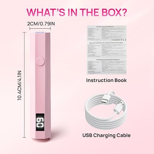 Krofaue Handheld UV Nail Lamp, 180mAh Rechargeable, 20/60s Timer, LCD | Mini portable, 3W fast curing, 180mAh battery, 40 mins cordless use, 20s/60s timers, for gel polish, home DIY, salon, travel thumbnail 9