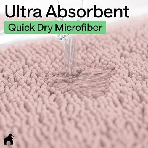 GORILLA GRIP Bath Rug Mat, Thick Soft Absorbent Chenille, Quick Dry Microfiber Mats, Rubber Backing Washable Shower Floor Rugs, US Designed Bathroom Bathmat Home Decor Accessories, 24x17 Dusty Rose thumbnail 5