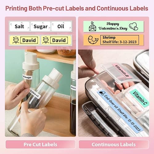 Phomemo Label Maker Machine, D30 Portable Handheld Bluetooth Mini Label Printer, Multiple Templates Smartphone Thermal Small Label Maker for Kids School Items, Classroom Teacher Supplies, Easy to Use - Pink - 1 Printer + 1 Roll Paper thumbnail 7