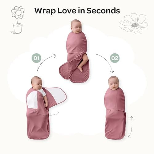 Momcozy Swaddles for Newborns, Quiet Fastener Suitable for Infant 0-3 Months, New-Parent-Friendly Swaddle Sack, Reduce Startle Reflex, Newborn Boys Girls Registry Essentials, 2-Pack, Bloom thumbnail 6