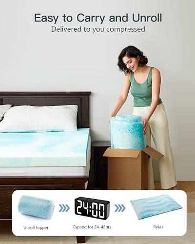 PERLECARE 3 Inch Twin XL Memory Foam Mattress Topper, Cooling Gel Infused Mattress Pad, Ventilated Bed Topper for Pressure Relief Back Pain, CertiPUR-US Certified, Dorm Room Essentials - Twin XL - 3 inch thumbnail 7