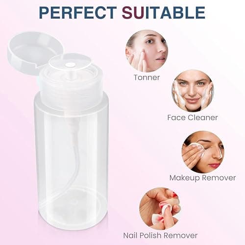 3Pcs Pump Dispenser, Push Down Polish Makeup Cleanser Alcohol Liquid Acetone Pump Dispenser, for Nail Art Polish Makeup Remover Liquid Bottle Tools(120ml 150ml 200ml) thumbnail 4