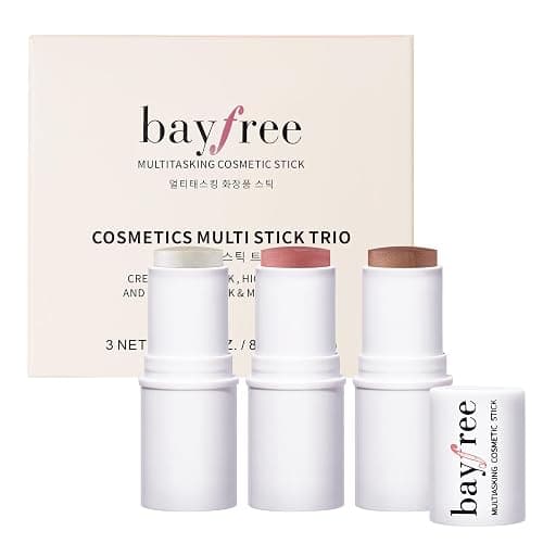 bayfree 3 PCS Makeup Cream Contour Stick Set, Highlighter & Bronzer & Blush Stick, Long Lasting, Natural Face Contour, Dewy & Matte Finish, Multi Stick Trio for All Skin - Image 1