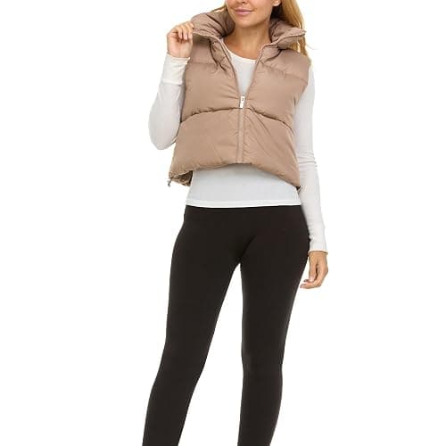 Steve Madden Cropped Puffer Vest for Women - Sleeveless Women’s Outerwear Vests thumbnail 2