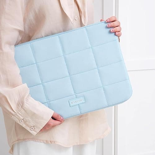 Linpr Puffy Laptop Sleeve 15-16 Inch Matte Blue, Waterproof Carrying Case Bag for Women, Fluffy Computer 15.6 HP Case, Compatible with MacBook Pro 16 Inch, MacBook Air M2 M1, Asus/Dell XPS/Lenovo thumbnail 4