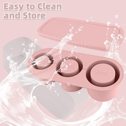 Fu Store Ice Cube Tray for Tumbler Cup 30-40 oz Tumbler 3pcs Silicone Ice Cube Molds With Lid and Bin for Chilling Cocktails Whiskey Drinks Juice Coffee Easy Fill and Release Ice Maker (Pink，40 oz) thumbnail 6