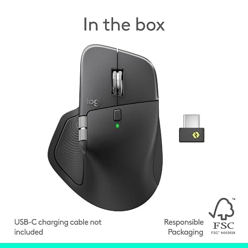 Logitech MX Master 4, Ergonomic Wireless Mouse with Advanced Performance Haptic Feedback, Ultra-Fast Scrolling, USB-C Charging, Bluetooth, Windows, MacOS - Graphite thumbnail 11