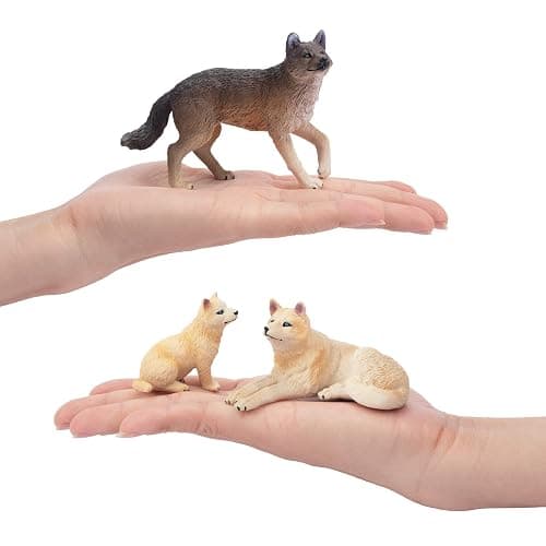 Toymany 8PCS Wolf Figures Forest Animals Toy Figurines - Realistic Jungle Zoo Animal Figurines，Educational Toy Cake Toppers Christmas Birthday Gift for Kids Boys Girls thumbnail 5