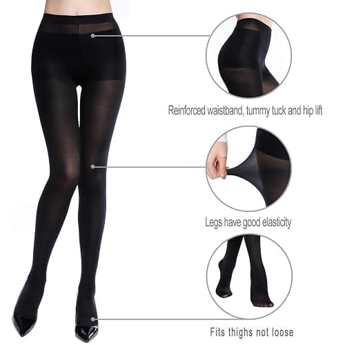RubyRunk 2 Pairs tights for women tummy control, Control Top Microfiber 40D Semi Opaque tights for women thumbnail 3